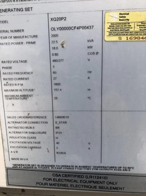 Génératrice Caterpillar XQ20 – Image 2